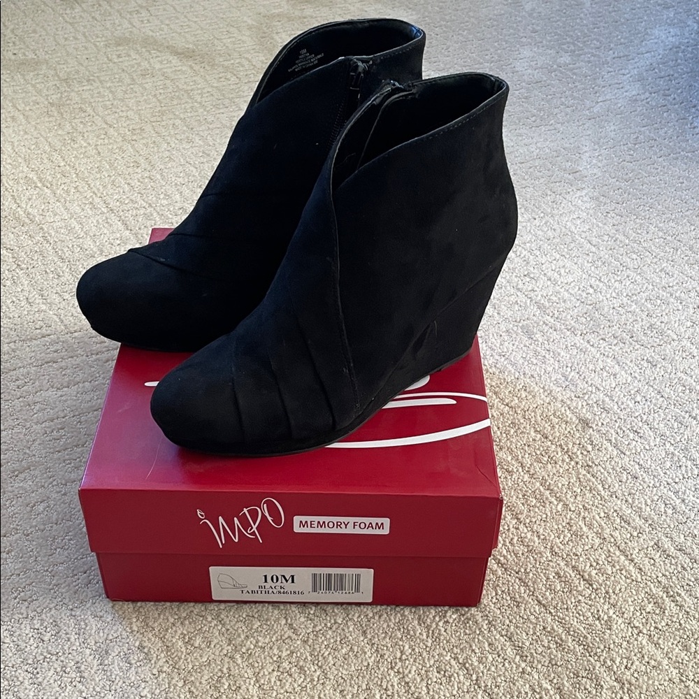 Impo Black Suede Wedge Boots